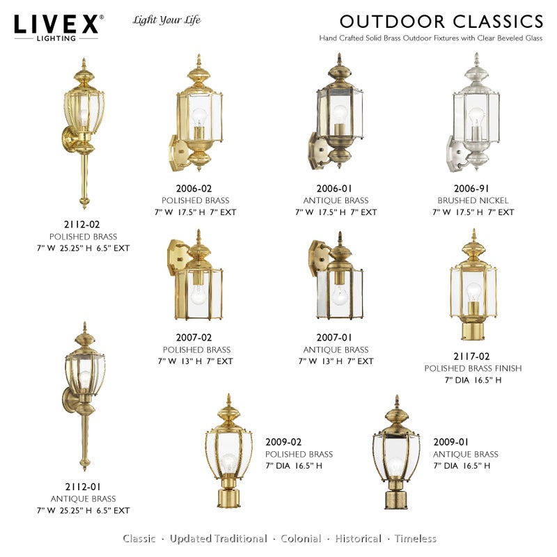 Livex Lighting 2006-02 Basics 1 Light PB Outdoor Wall Lantern, Polished Brass - Image 2